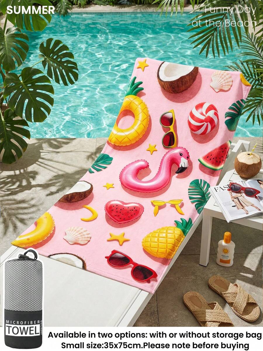 1pc Printed Beach Towel, Summer Fruit Pattern Swimwear