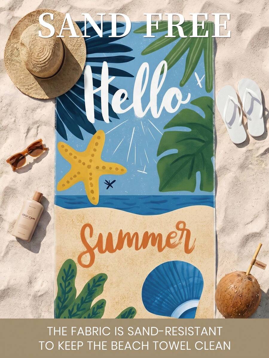 1pc Printed Beach Towel, Summer Fruit Pattern Swimwear