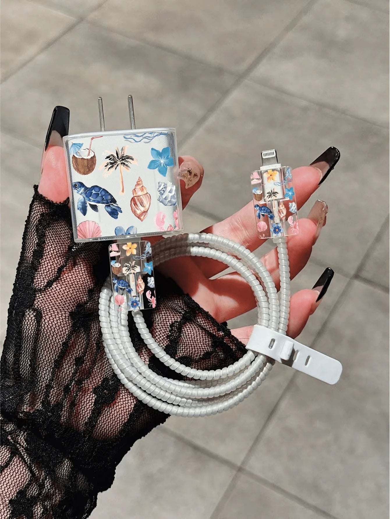 Cute Sea Turtle Design Charger Data Cable Protector Case