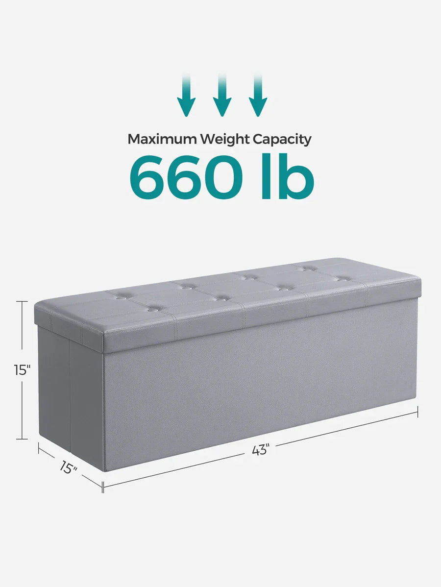 SONGMICS 43 Inches Folding Storage Ottoman Bench Storage