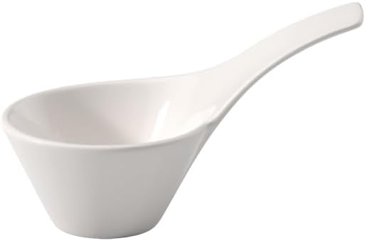 Villeroy & Boch NewWave Collection Round Dip Bowl with Handle, Premium Porcelain, Made in Germany, 2oz capacity, White