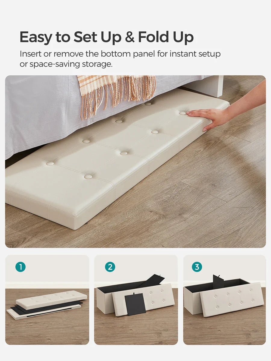SONGMICS 43 Inches Folding Storage Ottoman Bench Storage