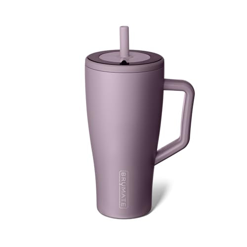 BrüMate Era 30 oz Tumbler with Handle and Straw | 100% Leakproof Insulated Water Bottle Tumbler with Lid and Flexible SoftSip Straw | Made of Stainless Steel | Cup Holder Friendly | 30oz (Lilac Dusk)