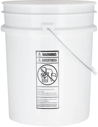 House Naturals Food Grade 5 Gallon Made in USA Plastic Bucket with Air Tight Screw on Lid (White Buckets with White Lids)