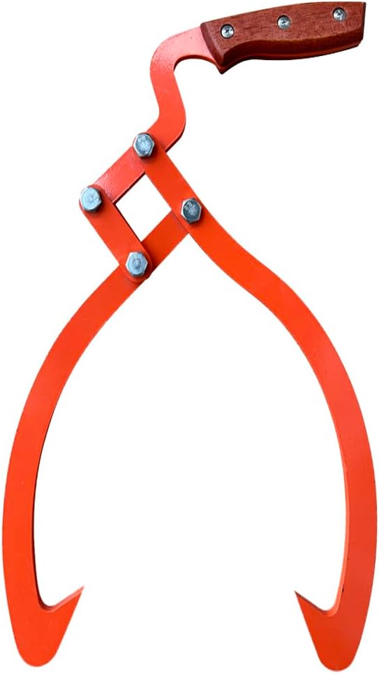 Wood Handle 2 Claw Skidding Tongs Non-Slip Grip, Log Lifting, Handling, Dragging & Carrying Tool (18 in)