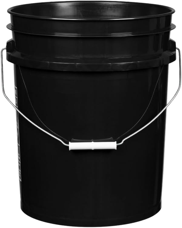 House Naturals 5 Gallon Premium HPDE Plastic Bucket - Made in USA Food Grade Storage Container, BPA Free All Purpose Pail (1, Black)