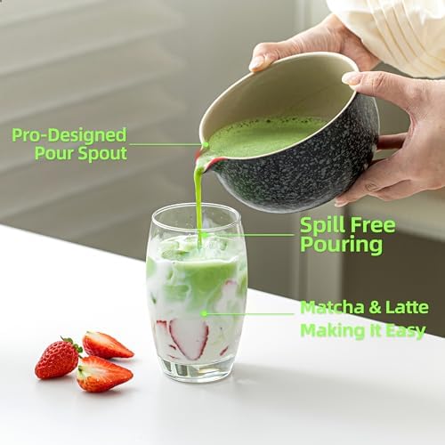 TEANAGOO Matcha Whisk Set Black,7 Pcs Matcha Set,Matcha Kit for Ceremony,Tradition Tea Set for Making Breakfast/Latte,Matcha Whisk Set with Bowl(Chawan)/Whisk and Holder,Gift for Family/Friend