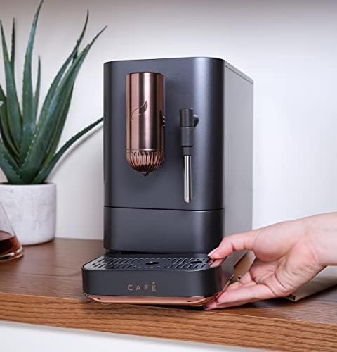 Café Affetto Automatic Espresso Machine + Milk Frother | Built-In & Adjustable Espresso Bean Grinder | One-Touch Brew in 90 Seconds | Matte Black, 1.2 Liter, (C7CEBBS3RD3)