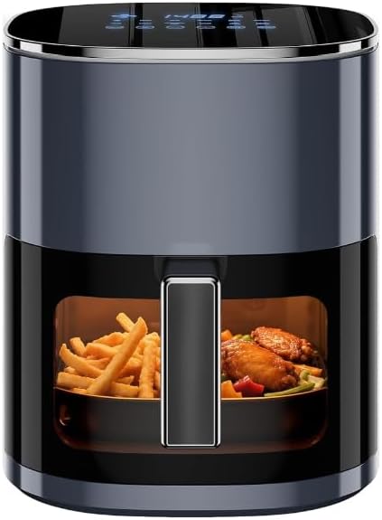 Simple Deluxe 12-in-1 Air Fryer 6.34 Qt, Digital Preset Airfryer with Visible Window, Nonstick and Dishwasher-Safe Basket, Air Fry, Roast, Bake, Dehydrate, Fries, 1700W, Gary