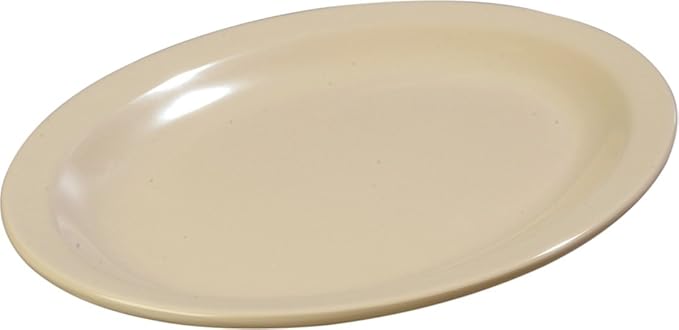 Carlisle FoodService Products Kingline Plastic Oval Platter Oval Tray for Home and Restaurant, Melamine, 12 x 9 Inches, Tan, (Pack of 12)