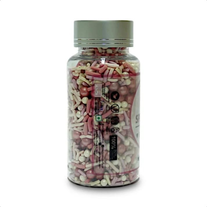 Confect Sprinkles- Fusion Mashup Pink & White Sprinkle Mix with Pearl Balls – Cake Decorating Topping, Baking Sprinkles – Perfect for Cakes, Cupcakes, and Desserts - Vegan, Gluten-Free, Nut-Free, Soy-Free, Dairy-Free, Palm Oil-Free - 4.2 Oz