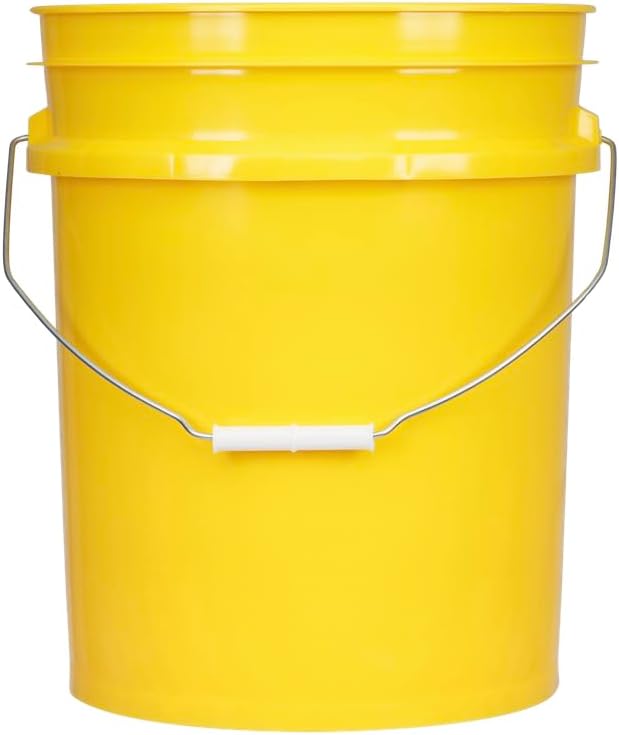 House Naturals 5 Gallon Premium HPDE Plastic Bucket - Made in USA Food Grade Storage Container, BPA Free All Purpose Pail (2, Yellow)