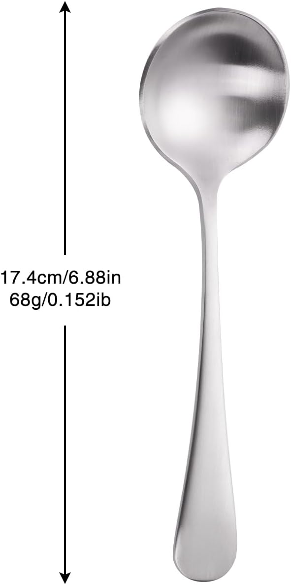 7" Elegant Soup Spoons Silverware Set,18/10 Stainless Steel,Matte Satin Finish,Dishwasher Safe(Set of 4,Silver)