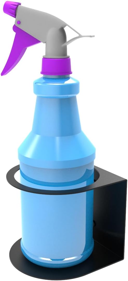 JINGCHENGMEI 1 Spray Bottle Holder, Steel Wall Mount Storage Organizer for All-Purpose at Garage and Home (SBH-1B1Pc)