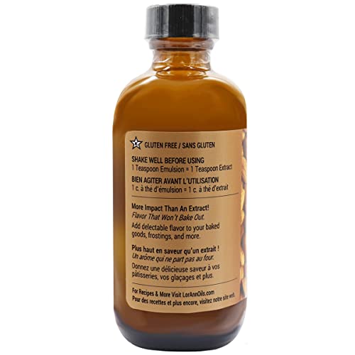 LorAnn Oils Almond Bakery Emulsion: True Essence, Ideal for Boosting Fruit Tones in Cakes, Cookies & Desserts, Gluten-Free, Keto-Friendly, Extract Substitute Essential for Your Kitchen, 4 Oz