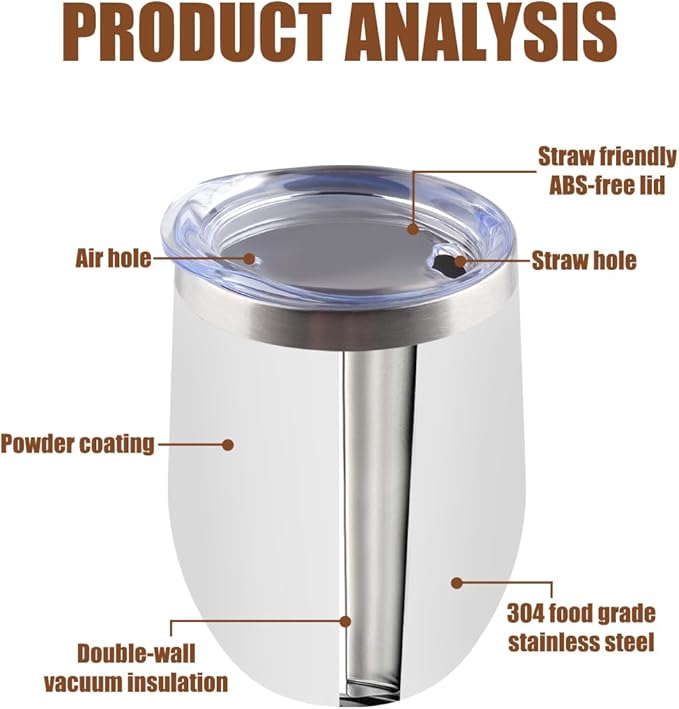 Amtidy 16 Pack Powder Coated Stainless Steel Tumbler with Lid,Equipped with straw and straw brush，12 oz Double Wall Vacuum Insulated Travel Tumbler Cup for Coffee, Wine, Cocktails