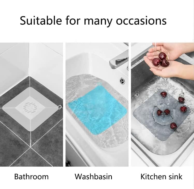 2 Pieces 6 x 6 Inch Silicone Tub Stopper Floor Drain Cover Sewer Anti-Odor Mat Deodorizing Drain Plugs for Kitchen, Bathroom and Laundry