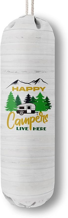 Happy Campers Grocery Bags Holder Organizer, Wall Mount Plastic Bags Storage Container Dispenser, Gift For Family And Friends
