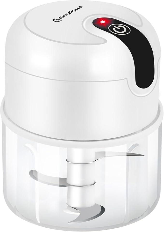 EASYSPEED Electric Garlic Chopper 1Cup, Mini USB Charging Wireless Food Processor with 304 Stainless Steel, 3 Sharp Blades, Portable Kitchen Meat Grinder for Onion, Garlic, Ginger, Chili
