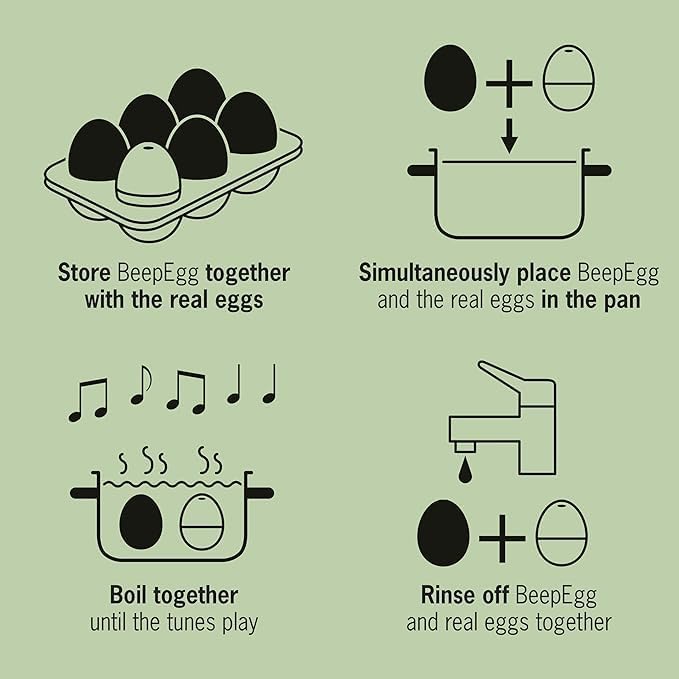 Moose BeepEgg – Egg Timer for Boiling Eggs – Musical Egg Cooker for Soft, Medium, Hard Boiled Eggs – Food Safe – Singing Floating Egg Timer – Egg Cooker for 3 Levels of Doneness - Brainstream
