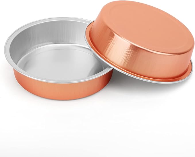 Beasea Mini Tart Pans, 8 Oz, 100 Pack, Rose Gold Aluminum Pie Pan Cartoon Tin Tart Pans, Round Oven Baking, 4 Inch