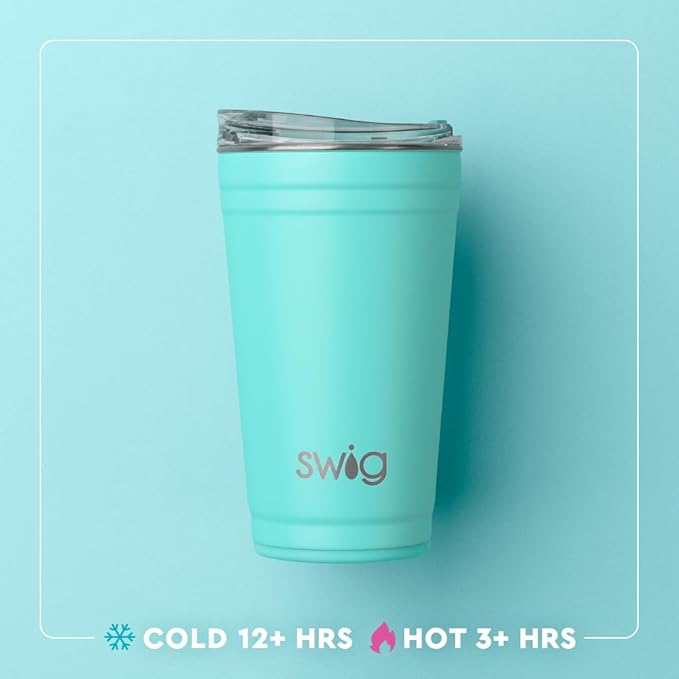 Swig Life 24oz Party Cup, Stackable Insulated Travel Coffee Tumbler with EZ Slider Lid, Cup Holder Friendly, Stainless Steel 24 oz Tumbler, Reusable Mug (Saturdays In Gainesville)