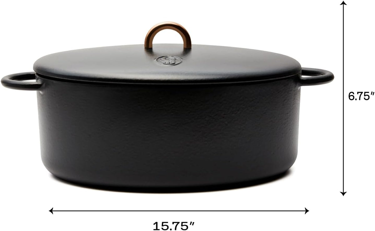 Great Jones Dutchess Cast Iron Dutch Oven Pot With Lid (Pepper) - Large 6.75 Quart Size, Dual Handles - All Stovetop Safe - 500° Dutch Oven For Bread Baking | Dishwasher Friendly