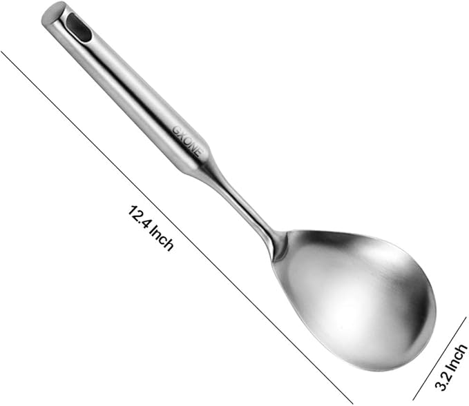 Cooking Spoon,304 Stainless Steel Large Serving Spoons,Silver/12.6Inch