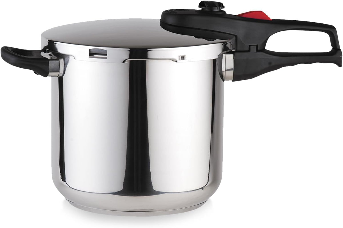 Magefesa Practika Plus, 8-Quart Pressure Cooker, 18/10 stainless steel, Induction Compatible, 5-Layer Heat Diffuser Bottom, 5 Safety Systems, Even Heat Distribution
