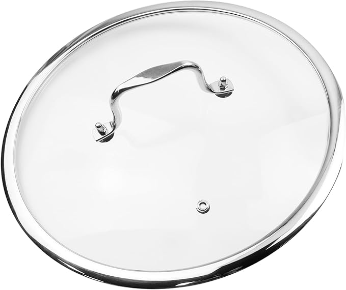 HEVSTIL 11.5 Inch Tempered Glass Lid for Frying Pan with Stainless Steel Handle - Vented Skillet Cover