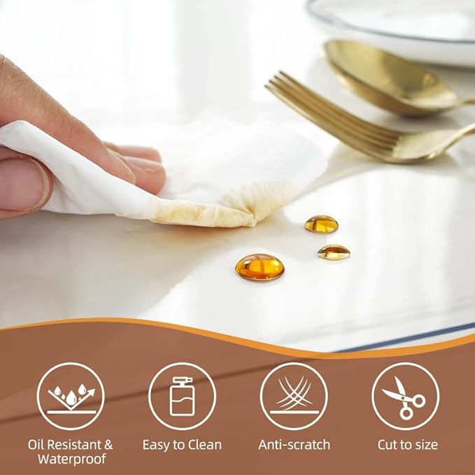 Warmstar Clear Table Cover Protector 20 x 40 Inch,1.5mm Thick Plastic Table Cover Rectangle,PVC Clear Table Protector,Desk Protector Mat for Kitchen, Dresser, Writing Desk，Dining Room Table