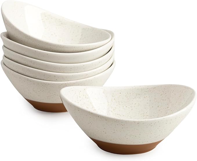 Teocera 5 Inch Porcelain Small Bowls Set, 6 Ounce small serving bowls for Dessert, Ice Cream, Snack, Dipping, Side Dishes, Microwave & Dishwasher Safe- Beige