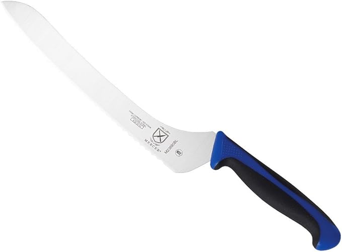 Mercer Culinary Millennia Colors 9-Inch Offset Wavy Edge Bread Knife, Blue