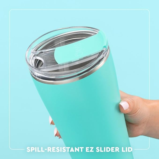Swig Life 32oz Insulated Tumbler, Travel Coffee Tumbler with Lid, Cup Holder Friendly Travel Coffee Mug, Stainless Steel, 32 oz, Reusable Insulated Mug with Lid (Christmas Bows)