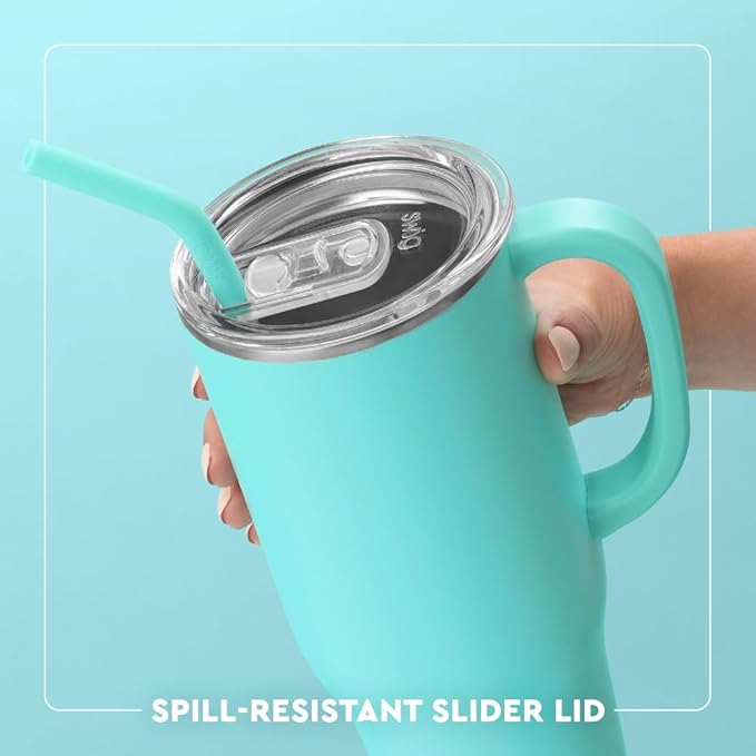 Swig Life 40oz Mega Mug, 40 oz Tumbler with Handle and Straw, Cup Holder Friendly, Dishwasher Safe, Lightweight Extra Large Insulated Tumbler, Stainless Steel (Full Bloom)