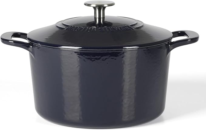 Martha Stewart Gatwick 4 Quart Enamel Cast Iron Dutch Oven - Navy Blue