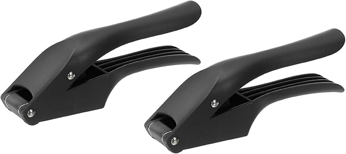 uxcell 2pcs Garlic Press, 7.5 Inch Stainless Steel Garlic Slicer Crusher Tool Kitchen Utensil for Home Cooks and Professional Chefs, Black