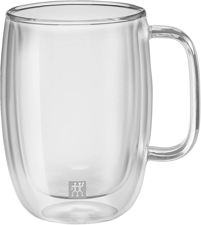 ZWILLING Sorrent 39500-114 Sorrento Double Wall Glass Latte Mug, 15.9 fl oz (450 ml), Set of 2, Tumbler, Insulated, Heat Retention, Microwave Safe
