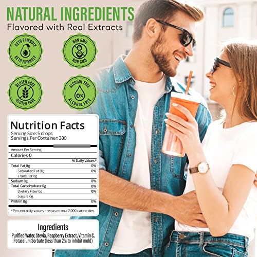 Stevia Select Raspberry Flavored Liquid Stevia – Zero Calorie Coffee, Tea, Drink & Baking Sweetener, All-Natural, No Erythritol, Keto-Friendly Sugar Alternative, 300 Servings – 2 Oz (1 Pack)