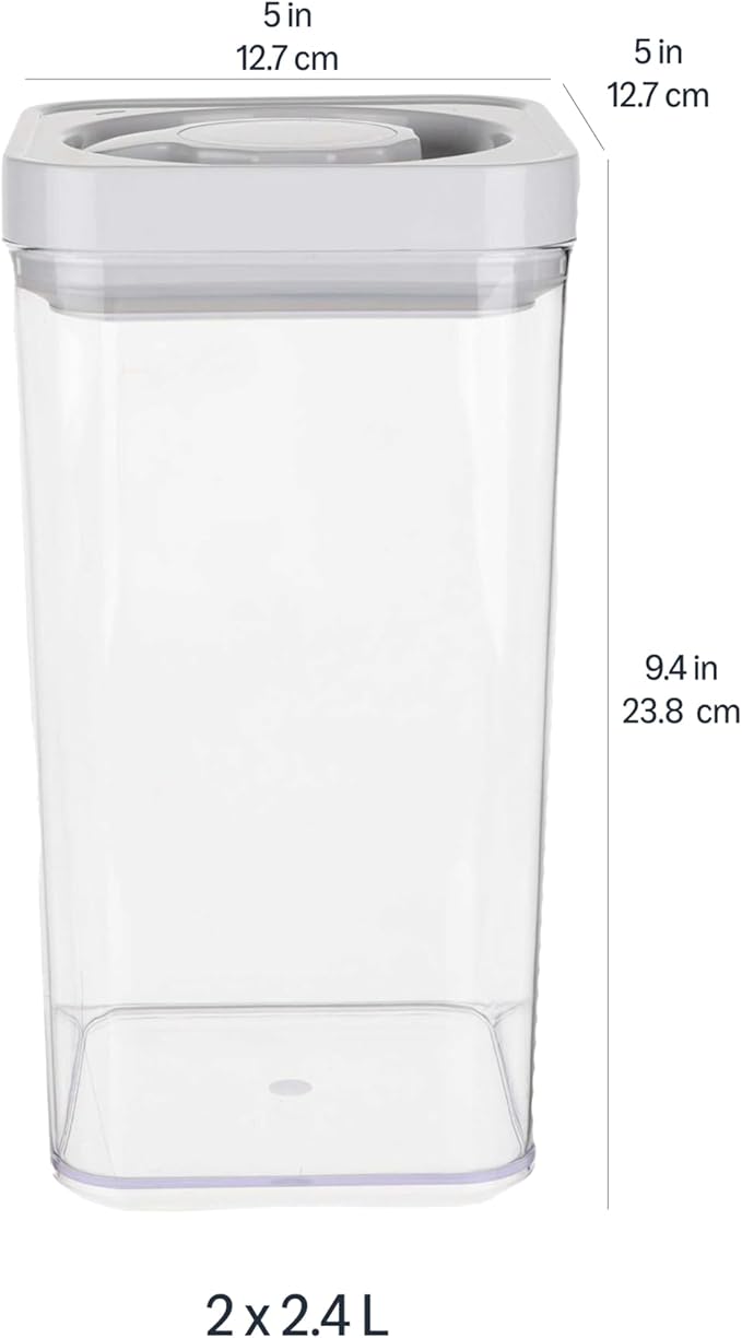 Amazon Basics Airtight Food Storage Containers, BPA Free, with Twist/Turn Lids, for Kitchen Pantry Organization, 10-Piece Square Set, Clear Plastic