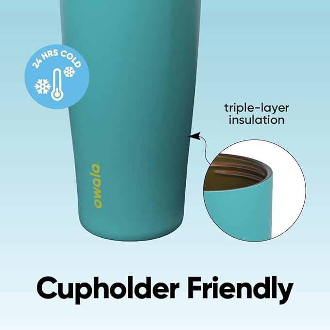 Owala FreeSip Sway Insulated Stainless Steel Water Bottle with Two-Way Spout, Built-In Straw and Bucket Handle, Made for Travel, School, and Sports, 40oz, BPA Free, Leak Proof, Summer Sweetness