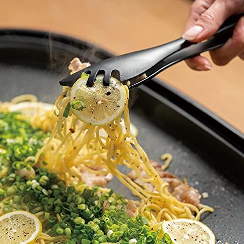 Seki Japan Stylish Kitchen Tool, Flexible Non Stick Heat Resistant Nylon Food Tong, Cooking Serving Pasta Tongs, for Spaghetti, Salad, BBQ, Grilling and Frying
