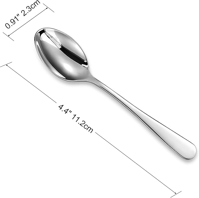 KEAWELL Premium Louise Demitasse Espresso Spoons, 18/10 Stainless Steel, 4.4-Inch Small Size, Dishwasher Safe (4.4 inches, 6)