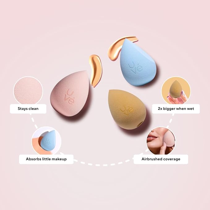 PURE Cut Makeup Blender Sponge, Streak Free Application of Liquid, Powder & Cream Foundation, Professional Complexion Blending Tool, Cruelty Free, Vegan, Latex Free