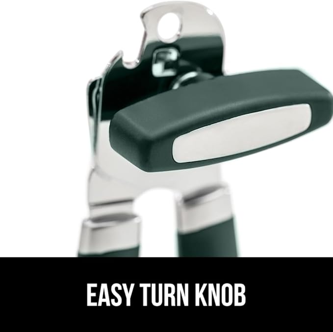 GORILLA GRIP Heavy Duty Stainless Steel Smooth Edge Manual Can Opener and Bottle Openers, Soft Comfortable Handle, Oversized Handheld Turn Knob, US Designed Multifunctional Kitchen Tool, Hunter Green