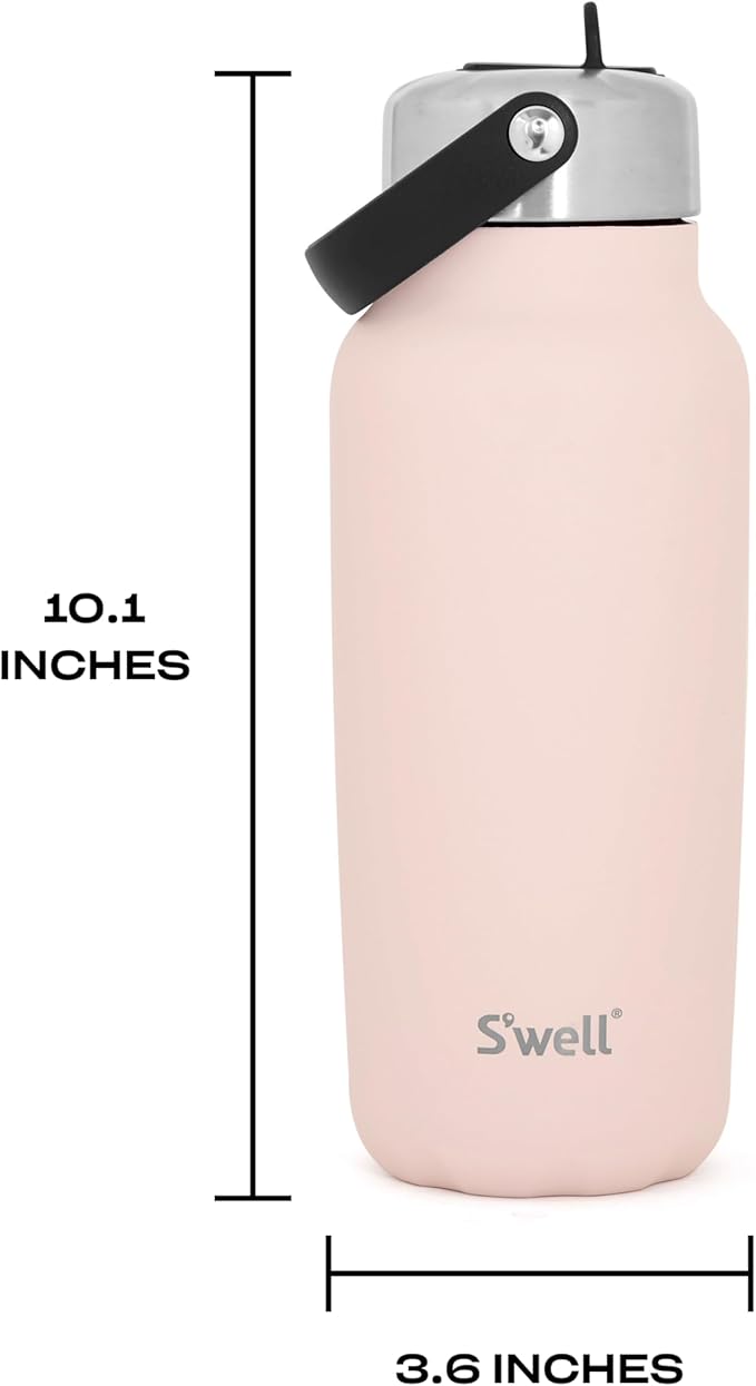 S'well Recycled Stainless Steel Explorer with Flip Straw Lid, 32oz, Himalayan Salt, Triple Layered Vacuum Insulated Containers Keeps Drinks Cold for 42 Hours and Hot for 10