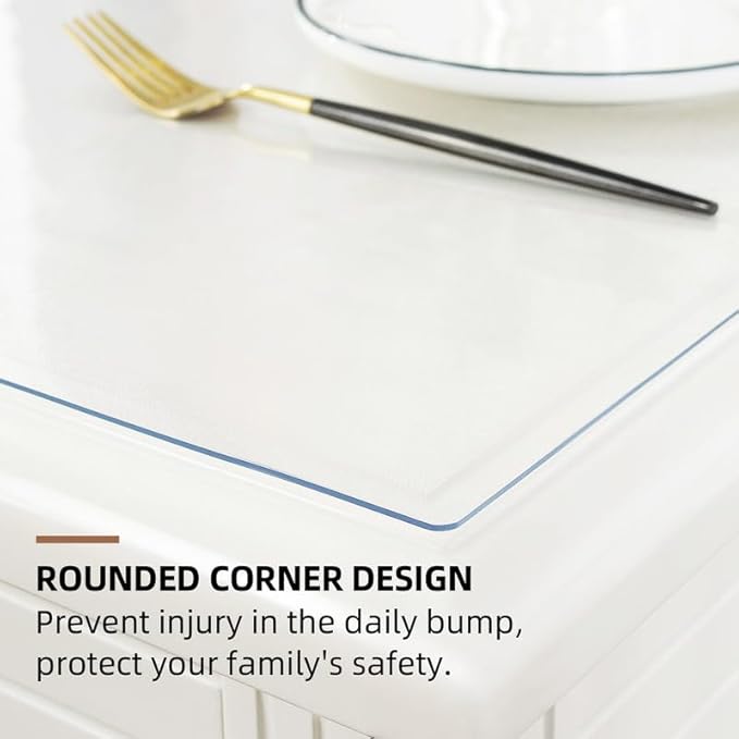 Warmstar Clear Table Cover Protector 60 x 108 Inch,1.5mm Thick Plastic Table Cover Rectangle,PVC Clear Table Protector,Desk Protector Mat for Kitchen, Dresser, Writing Desk，Dining Room Table