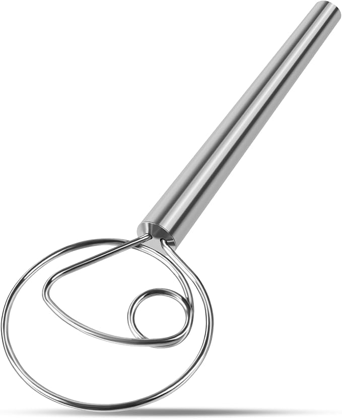 Danish Dough Whisk Stainless Steel Hook Dutch Bread Mixer Hand Tool for Sourdough Baking Making Blending Pastry Pizza
