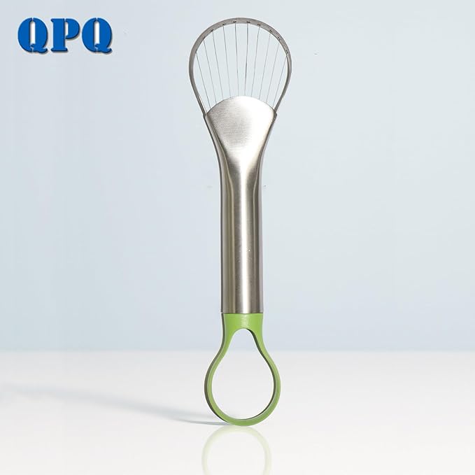 QPQ 2-in-1 Avocado Slicer & Pitter, Stainless Steel Kitchen Tool with Wire End for Scooping, Loop End for Pit Removal, Dishwasher Safe