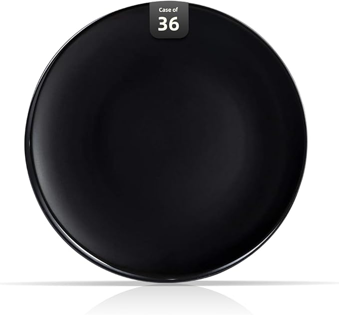 Stoneware Coupe Commercial Grade Dinnerware, Matte Black Plate 6.5", Case of 36